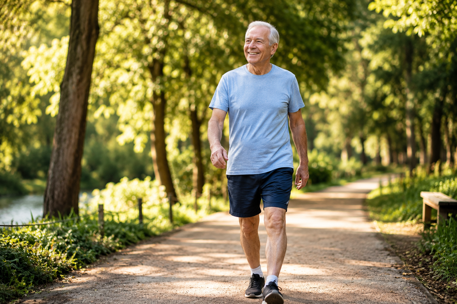 Active senior walking